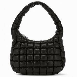 Urban Expressions Quilted Puffer Hobo Bag Vegan Leather Black